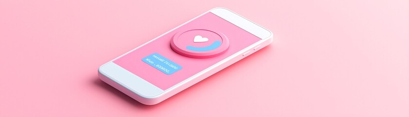 Poster - Stylish graphic prototype of a health tracking app on a smartphone, placed against a minimalist background with copyspace, suitable for editorial photography