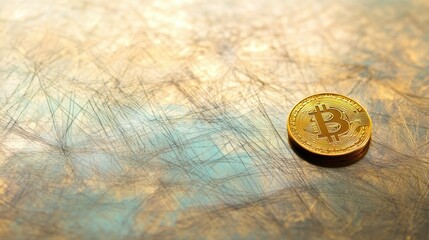 Poster - A Close-Up View of a Gold Bitcoin Coin on a Textured Background Highlighting the Concept of Cryptocurrency and Digital Finance Investment Opportunities