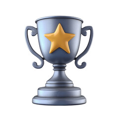 trophy cup with star icon isolated on transparent background. 3d render