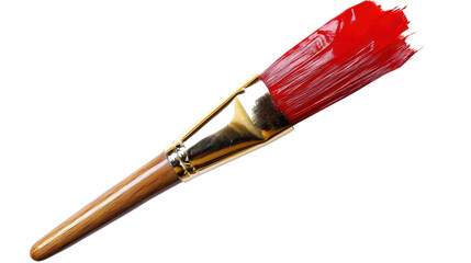 Red paint brush isolated on transparent background.