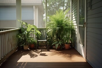 Sticker - Potted plant house porch architecture.