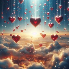 Poster - Hearts Hearts descend symbolizing love and affection