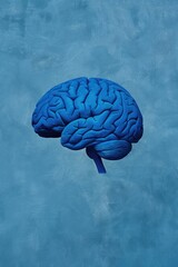 Poster - A vibrant blue brain illustration on a textured blue background, symbolizing creativity, intelligence, and the complexities of the mind.