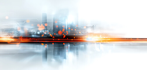 Poster - Dynamic urban landscape city center digital art futuristic environment wide-angle view modern technology concepts