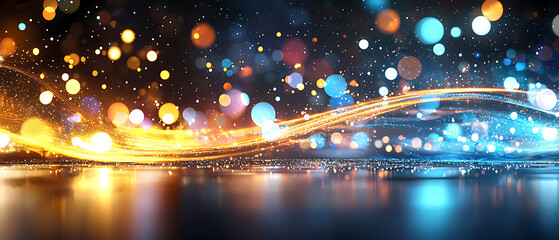 Poster - Dynamic light trails and colorful bokeh abstract art digital creation vibrant environment artistic perspective visual harmony
