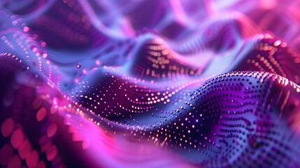 Wall Mural - Abstract Purple and Pink Wave Pattern with Glowing Dots