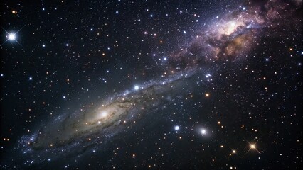 Wall Mural - deep space with stars and galaxies in dark, vast expanse, dark, void, celestial bodies, universe