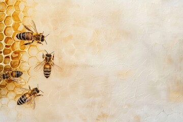 Poster - Honey bee comb invertebrate andrena animal.