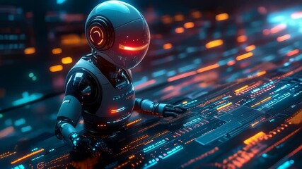 Poster - ai robot demonstrating version control and revision history tracking in digital data management with