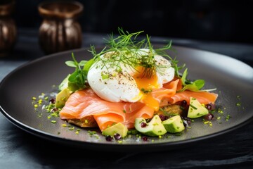 Canvas Print - Keto breakfast plate egg avocado.