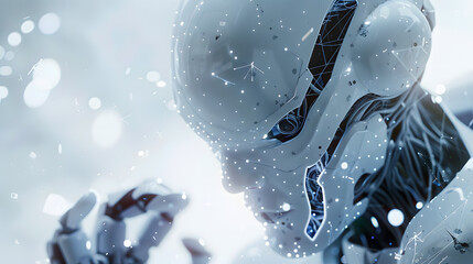 Aufkleber - White cyborg finger about to touch human finger 3D rendering