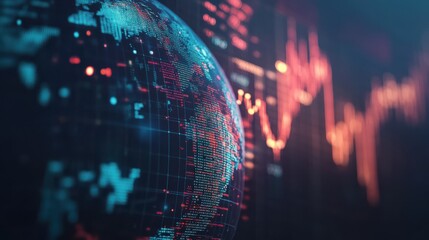 Poster - Futuristic Global Network with Data Visualization and Stock Market Trends in Background for Technology and Finance Related Projects