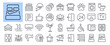 © lanastace - Hotel and hostel service and hospitality editable stroke outline icons set isolated on white background flat vector illustration. Pixel perfect. 64 x 64