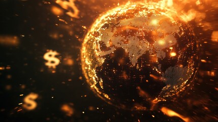 Aufkleber - vibrant digital representation of earth surrounded by dollar signs, symbolizing global finance, econ