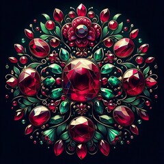 Poster - Ruby Emerald Gemstone inspired deep red and green