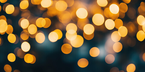 Poster - Abstract background with bokeh lights. Christmas festive background image. Created with Generative AI technology.