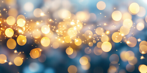 Poster - Abstract background with bokeh lights. Christmas festive background image. Created with Generative AI technology.