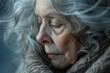 © Vladan - Portrait of an elderly woman with curly gray hair, lost in thought. Her serene expression conveys wisdom and experience, reflecting deep emotions.