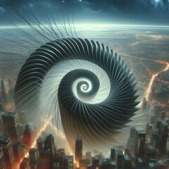 Poster - spiral descent a spiral shape descending rapidly creating a sens