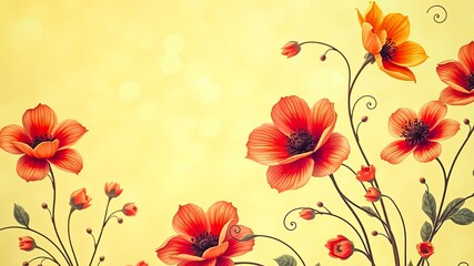 Wall Mural - A Delicate Arrangement of Blooms Against a Soft, Whimsical Background