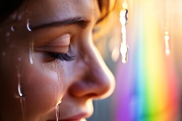 Poster - tears of joy a close up of a persons face with tears of joy gent