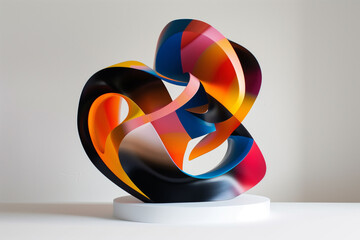 Aufkleber - An abstract sculpture with bold, striking colors on a clean white background.