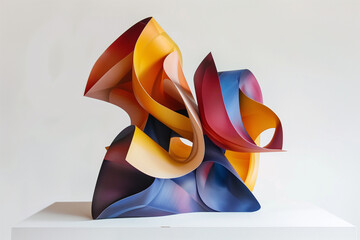 Aufkleber - An abstract sculpture with bold, striking colors on a clean white background.