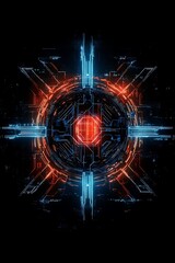 Poster - abstract futuristic technology background featuring a vibrant circular pattern with glowing blue and