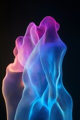 Poster - abstract representation of a colorful flowing mesh fabric in shades of blue, pink and purple against