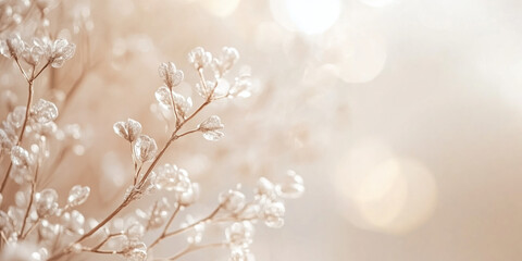 Poster - Closeup of snow covered branches on a background with bokeh lights. Abstract festive background. image. Created with Generative AI technology