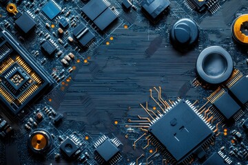 Poster - Close-up view of a complex circuit board showcasing intricate components and connections