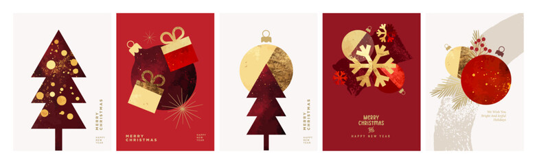 Wall Mural - set of christmas and new year cards. modern vector illustration concepts for graphic and web design,
