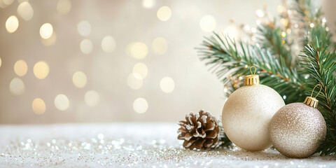 Poster - Christmas festive background with bokeh and lights. image. Created with Generative AI technology