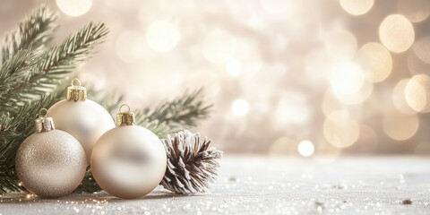 Poster - Christmas festive background with bokeh and lights. image. Created with Generative AI technology