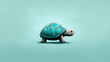 © Phasathon - A cute, stylized turtle with a turquoise shell, set against a simple, light background, conveying a playful and whimsical vibe.