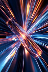 Poster - Abstract Light Burst with Vibrant Colors and Dynamic Motion Effects Captured in a Stunning 3D Illustration Displaying Energy and Flow