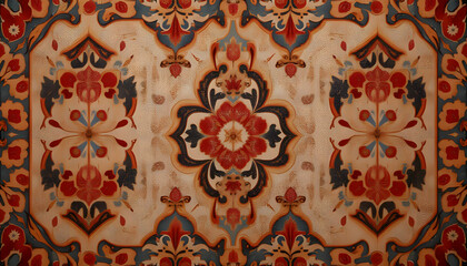 Wall Mural - vintage tapestry fabric texture, realistic patterns, floral design, soft lighting, high resolution