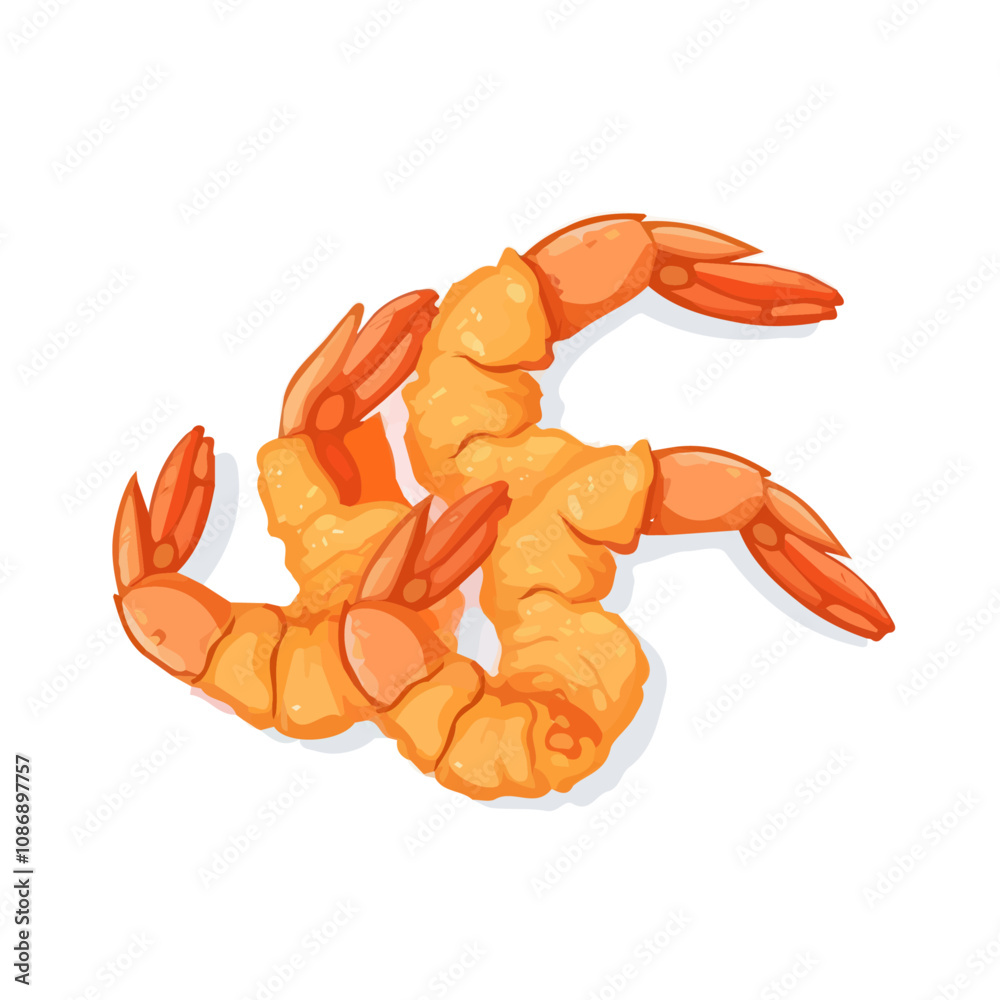 Simple flat 2D icon tempura fried shrimp isolated on a transparent ...