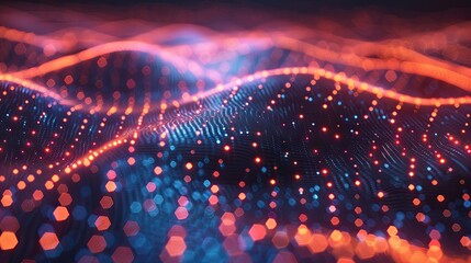 Poster - digital network of interconnected glowing nodes
