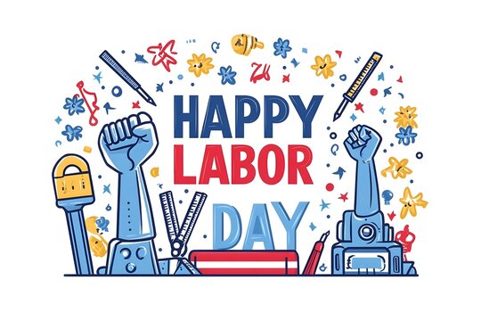 Labour day Safety hard hat and Construction tools background Labour Day concept on isolated background. 1st May celebrate on Labour Day is an annual holiday. celebration, day, poster, illustration,