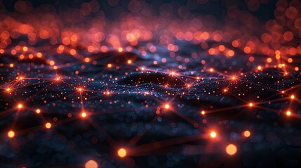 Poster - digital network of interconnected glowing nodes