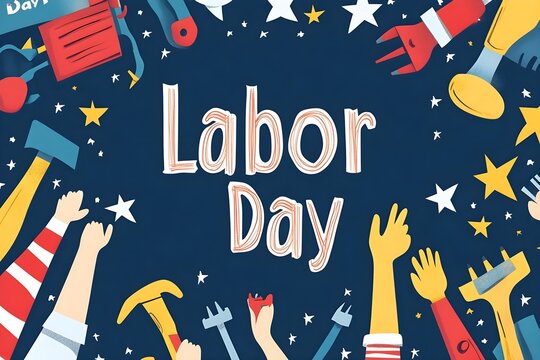 Labour day Safety hard hat and Construction tools background Labour Day concept on isolated background. 1st May celebrate on Labour Day is an annual holiday. celebration, day, poster, illustration,
