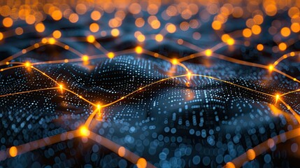 Poster - digital network of interconnected glowing nodes