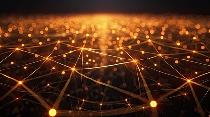 Poster - digital network of interconnected glowing nodes