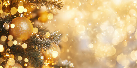 Poster - Christmas festive background with bokeh and lights. image. Created with Generative AI technology