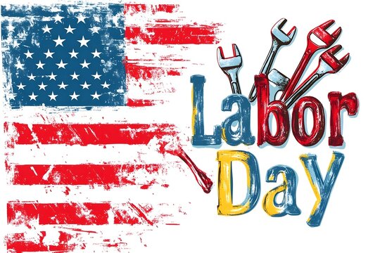 Labour day Safety hard hat and Construction tools background Labour Day concept on isolated background. 1st May celebrate on Labour Day is an annual holiday. celebration, day, poster, illustration,