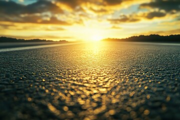 Wall Mural - Empty asphalt floor with beautiful sunset sky