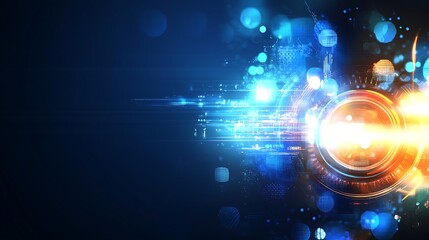 Poster - Abstract Digital Technology Background with Glowing Circular Element