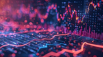 Poster - Financial stock market graph on technology abstract background