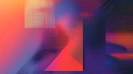 Poster - Abstract Geometric Design with Halftone Dots and Gradient Colors